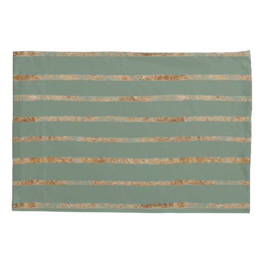 Elegant Sage Green Gold Stripe Kussensloop (Achterkant-Links)