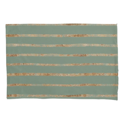 Elegant Sage Green Gold Stripe Kussensloop (Voorkant-Links)
