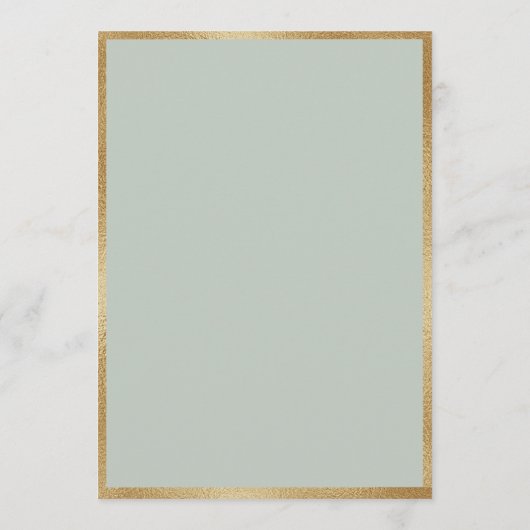 Elegant Sage Green Gold Wedding Kaart (Achterkant)