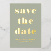 Elegant Sage Green Gold Wedding Save the Date Kaar Folie Uitnodiging (Voorkant)