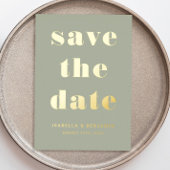 Elegant Sage Green Gold Wedding Save the Date Kaar Folie Uitnodiging