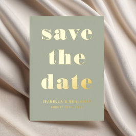 Elegant Sage Green Gold Wedding Save the Date Kaar Folie Uitnodiging