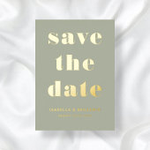 Elegant Sage Green Gold Wedding Save the Date Kaar Folie Uitnodiging