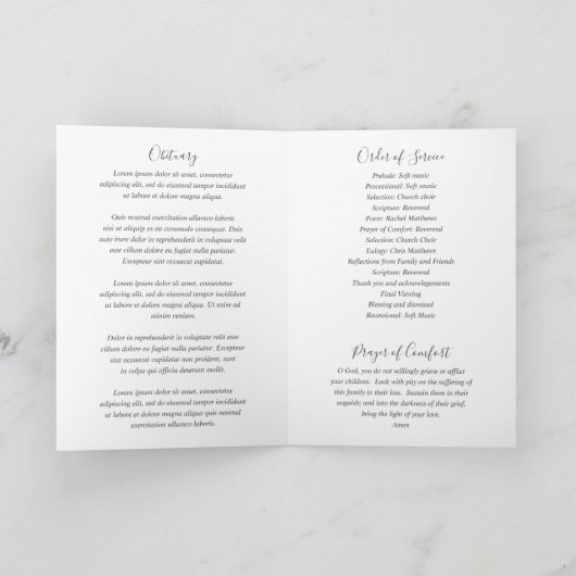 Elegant Sage Green Greenery Eucalyptus Funeral Programma (Binnen)