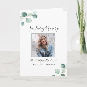Elegant Sage Green Greenery Eucalyptus Funeral Programma