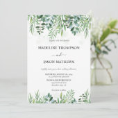 Elegant Sage Green Greenery Eucalyptus Wedding Kaart (Staand voorkant)