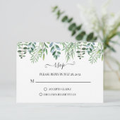 Elegant Sage Green Greenery Eucalyptus Wedding RSV RSVP Kaartje (Staand voorkant)