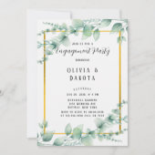 Elegant Sage Green Greenery Gold Engagement Party Kaart (Voorkant)