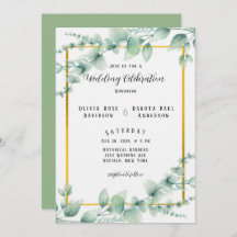 Elegant Sage Green Greenery Gold Wedding