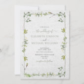 Elegant Sage Green Greenery Waterverf Wedding Kaart (Voorkant)