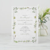 Elegant Sage Green Greenery Waterverf Wedding Kaart (Staand voorkant)