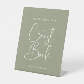 Elegant Sage Green Guestbook voetstuk teken Reclamebord Met Voetstuk (Voorkant)