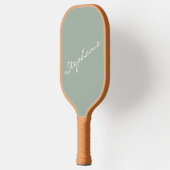 Elegant Sage Green Handgeschreven Script Name Cust Pickleball Paddle (Links)