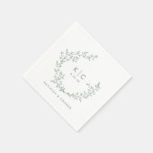 Elegant Sage Green Initials Botanical Wedding Servet (Hoek)