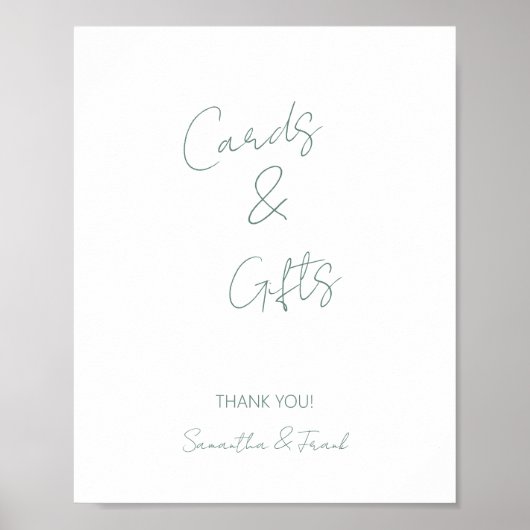 Elegant Sage Green Kaart en Gift Poster (Voorkant)
