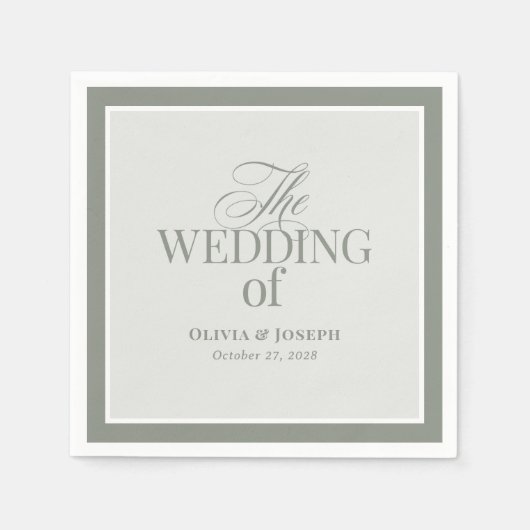 Elegant Sage Green | Klassieke Luxe bruiloft Servet (Voorkant)