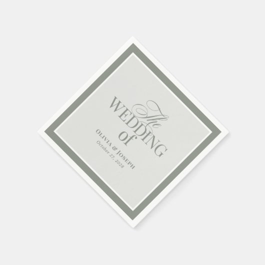 Elegant Sage Green | Klassieke Luxe bruiloft Servet (Hoek)