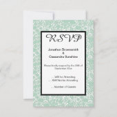 ELEGANT SAGE GREEN LACE RSVP KAART (Voorkant)