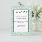 ELEGANT SAGE GREEN LACE RSVP KAART (Staand voorkant)