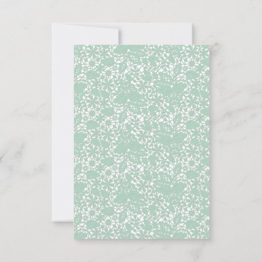 ELEGANT SAGE GREEN LACE RSVP KAART (Achterkant)