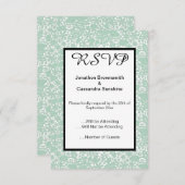 ELEGANT SAGE GREEN LACE RSVP KAART (Voorkant / Achterkant)