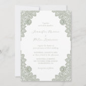 Elegant Sage Green Lace Wedding Invitation Kaart (Voorkant)