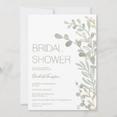 Elegant sage green leaf gold script vrijgezellenfe kaart (Voorkant)