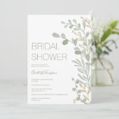 Elegant sage green leaf gold script vrijgezellenfe kaart (Staand voorkant)