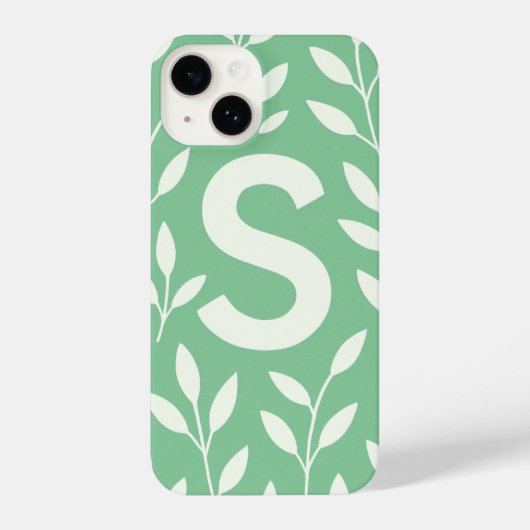 “Elegant Sage Green Leaf Phone Case with Trendy iPhone Hoesje (Achterkant)