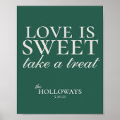 Elegant Sage Green Love is Sweet Wedding Dessert Poster (Voorkant)