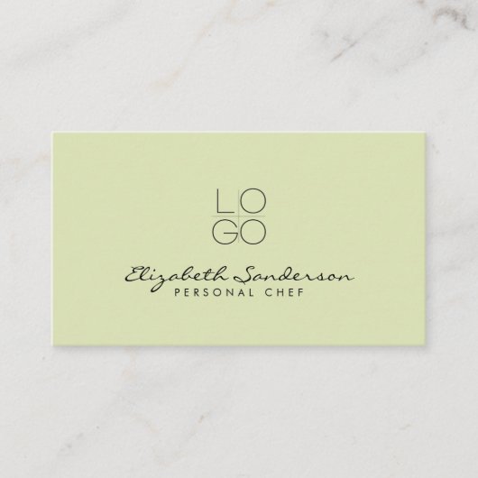 Elegant Sage Green Luxury Script QR CODE Visitekaartje (Voorkant)