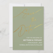 Elegant Sage Green met Gold Foil-kaart Kaart (Voorkant)