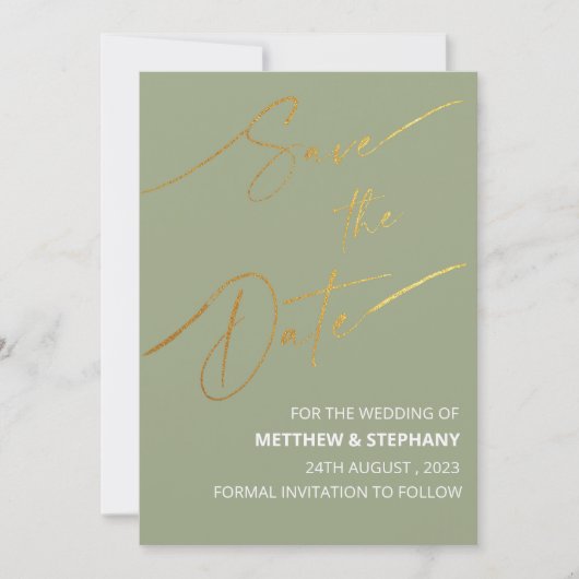 Elegant Sage Green met Gold Foil-kaart Kaart (Voorkant)