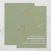 Elegant Sage Green met Gold Foil-kaart Kaart (Voorkant / Achterkant)