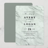 Elegant Sage Green Metallic Marmer Wedding Kaart (Voorkant / Achterkant)