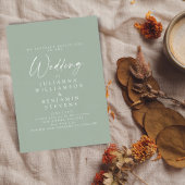 Elegant Sage Green Minimalist Script Wedding Kaart