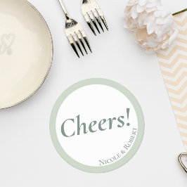 Elegant Sage Green Minimalist Wedding Coaster Ronde Kartonnen Onderzetter