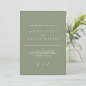 Elegant Sage Green minimalist Wedding Invitation Kaart (Staand voorkant)
