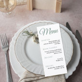 Elegant Sage Green Minimalist Wedding Menu Card