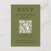 Elegant Sage Green Minimalist Wedding QR Code RSVP Kaartje (Voorkant)