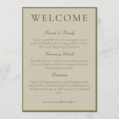 Elegant Sage Green Minimalist Wedding Welcome Programmakaart (Voorkant)
