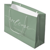 Elegant Sage Green Mint Wedding Welcome Gift Bag Groot Cadeauzakje (Voorkant Gekanteld)