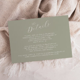 Elegant Sage Green Modern Calligraphy Wedding Informatiekaartje
