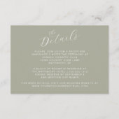 Elegant Sage Green Modern Calligraphy Wedding Informatiekaartje (Voorkant)