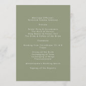 Elegant Sage Green Modern Calligraphy Wedding Programmakaart (Achterkant)