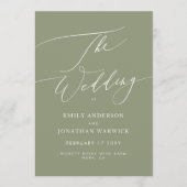 Elegant Sage Green Modern Calligraphy Wedding Programmakaart (Voorkant)