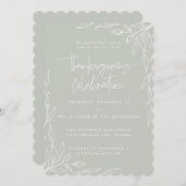 Elegant Sage Green Modern Leaf Motif Thanksgiving Kaart (Voorkant / Achterkant)