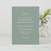 Elegant Sage Green Monogram Classic Wedding Kaart (Staand voorkant)