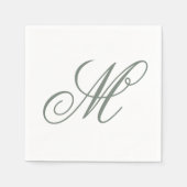 Elegant Sage Green Monogram Initiaal Servet (Voorkant)
