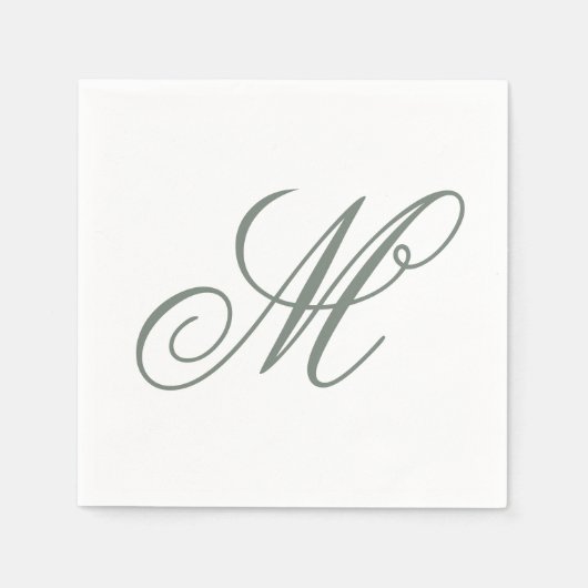 Elegant Sage Green Monogram Initiaal Servet (Voorkant)